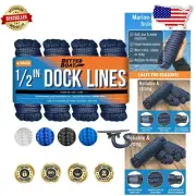 Reliable 1/2 Inch x 25FT Marine Dock Ropes - Weather-Resistant Boat Lines 4 Pack