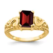 14K Yellow Gold 8x6mm Emerald Cut Garnet ring