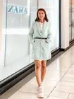 ZARA WOMAN GREEN/WHITE TEXTURED COAT JACKET WITH FRAYED EDGE XS, S_NWT SS22