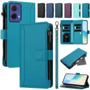 Zipper Wallet Purse Case Leather Cover For ZTE Blade A52 A53 Pro A53 A73 A35 A75
