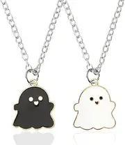 [YangQian] Matching Necklaces for Best Friends Gifts for Women Men Bff Necklace for 2 Girls Boys Friendship Gifts for Women Men Couple Necklace Matching Halloween Ghost Necklace Gifts (Black and White)