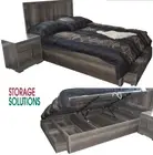 Harmony Monaco Queen Gas lift storage Bed Frame charcoal Touch light Brand New