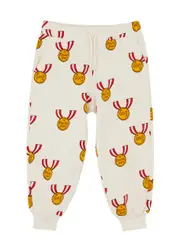 Mini Rodini Kids Medal Printed Cotton Sweatpants - Cream - 104/110 (4 Years) 104/110 (4 years)