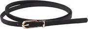[Wharick] Lady Waistband Decorative Fine Workmanship Faux Leather Alloy Buckle Thin Belt Costume Accessory Black