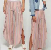 DREW Anthropologie Striped Whitney Pants Linen Agave Multicolor Size Large $182