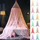 Bed Canopy with Crown Decor Protection Kid Room Round Top Princess Bed Canopy