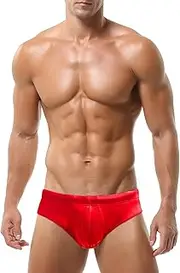 [SEAUR] Swimming Briefs Men's Tight Short Swimming Trunks Push Up Swimming Trunks Glitter Shiny Briefs with Removable Pad Drawstring Swimming Summer EU S-XL (Tag No M-XXL)