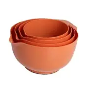 Nesting Plastic Mixing Bowl Set, 4 Piece Mixing Bowl Set with Brownish Orange