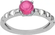 [MOONEYE] Cabochon Tourmaline Gemstone Solitaire Tiny Stackable Band Ring With 925 Sterling Silver