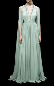 [Zuhair Murad] Draped Silk Chiffon Maxi Dress