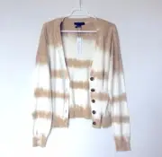 SANCTUARY Womens Cardigan Size M Tie Dye Stripe Boho Coastal Button