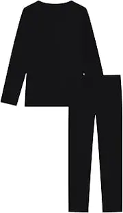 [UTTPLL] Girls Thermal Ultra Soft Underwear Sets for Kids Warm Long Johns Set Toddler Boys Winter Base Layer Shirt & Pants Black Medium(90) /2T, Black