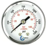 2" Pressure Gauge - Chrome Plated Steel Case, 1/4"NPT, Back Mnt. 1500 PSI
