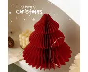 Paper Honeycomb Christmas Tree for Christmas Party Tabletop Home Hanging Decoration-Wine Red