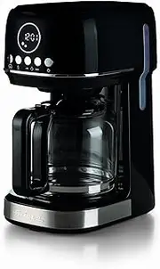 Ariete 1396 Modern Drip Filter Coffee Machine, American Coffee, Capacity up to 15 cups, Heating base, LCD display, Removable & washable filters, Black