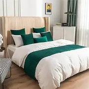 Fashion Home Bed Runner Scarves Pillowcase Velvet Hotel Bed Scarf Solid Color Pleated Texture No Fading Both Sides Bed Tail Towel Matching Cushion Set,A-1*Pillowcase