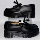 Dr Doc Martens Vegan Adrian Quad Mono Platform Loafers Black Leather Sz 10 NWOB