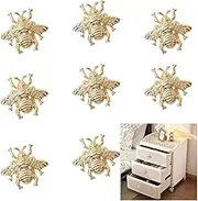 Gold Bee Drawer Knobs, 8 Pieces Metal Zinc Alloy Single Hole Knobs, Bee Theme Insect Drawer Pull Creative Furniture Handle with Screws for Cupboard Drawers Chest of Drawers