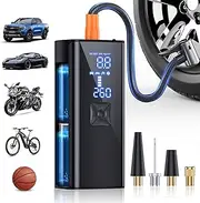 Tire Inflator Portable Air Compressor, 150PSI & 25000mAh Portable Air Compressor with Digital Pressure Gauge, 2X Faster Inflation Cordless Air Pump for Car, Motorcycle, Bicycle and More