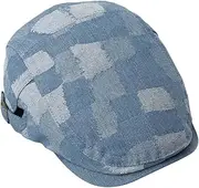 [Tadill] Beret Hat Men Plaid Flat Cap Breathable Adjustable 55cm-59cm Autumn Painter Hat Cabbie Driving Hat for Fishing Hiking Travel, Light Blue