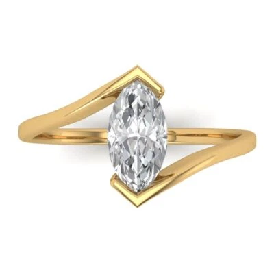 1Ct Marquise Cut White Sapphire Gold Solitaire Engagement Promise Statement Ring