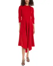 Teri Jon by Rickie Freeman Handkerchief Midi Dress 6 Red