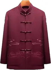 [Generic] Tang Suit Men Chinese Traditional Clothes Kung Fu Shirt Uniform Long Sleeved Coat Tops Autumn and Winter