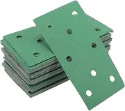 X AUTOHAUX Sandpaper Hook & Loop Sanding Sheets 7.09Inch x 3.74Inch Green 50 Pcs P100 Rectangular Flocking 8 Hole Efficient Grinding and Polishing