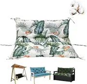 Outdoor Porch Swing Cushion with Backrest Waterproof Garden Furniture Bench Cushion for 2 Seater 3 Seater Replacement Seat Cushion with 8 Non-Slip Ties for Patio Furniture