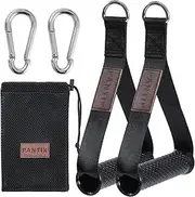 Heavy Exercise Handles Gym Cable Machine Attachments Durable Double D Rings Handles Resistance Bands Handles Stirrup Handle Fitness Grip Nylon Strap Solid ABS Cores with Carabiners Set of 2