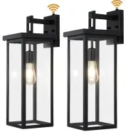 tewei 2 Pack Dusk to Dawn Large Outdoor Wall Lantern, 20 Inch Black Exterior ...