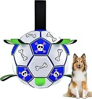 Outdoor Dog Soccer Ball,Outdoor Dog Interactive Soccer Ball Toy - Artificial Leather Tug of War Playing Companion, Entertainment Solution for Backyard, Garden, Park, Beach
