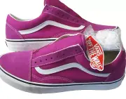 Vans Men's Old Skool Fuchsia Red True White Stripe Suede Canvas shoes Size 11.5