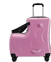 [Nuytghr] Kids Ride on Suitcase, Ride on Travel Luggage for Kids, 20in Kids Luggage with Pedals, Kids Travel Trolley with Handlebars, Kids Suitcase with Password Lock, Ride on Luggage for Boys,