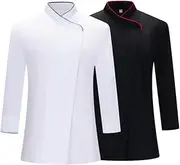 [MISEMIYA] Women's Pack of 2 Chef's Jackets MZ-2-731 (Pack of 2), black/white, 52