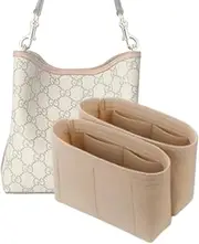 [Generic] Xoppia Bag Organizer compatible with Gucci GG Emblem Small Bucket Bag. Felt Insert Liner for Women Handbag. (Beige, Style A)