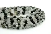 Black Hair Rutilated Quartz Faceted Round Ball Sphere Natural Gemstone Beads