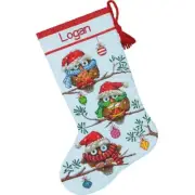 DIY Dimensions Holiday Hooties Owl Counted Cross Stitch Stocking Kit 08951