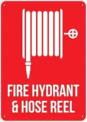 Fire Hydrant Hose Reel Sign For House 12"" X 8"" Yard Sign, Premium Aluminum, Sun-Proof, Rust-Free