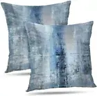 Blue and Grey Throw Pillow Cover Pack of 2 Abstract Art Gallery Modern