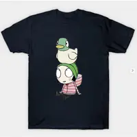 在飛比找蝦皮購物優惠-動漫莎拉與乖乖鴨Sarah & Duck 圖案印花男士純棉圓