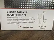 Franmara Deluxe Three Glass Tiered Flight Holder Stemware Wine Goblet Glasses