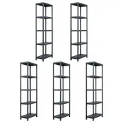 Storage Shelf Racks 5 pcs Black 125 kg 60x30x180 cm Plastic