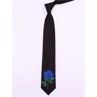 在飛比找ETMall東森購物網優惠-刺繡玫瑰花個性7CM藍色妖姬領帶
