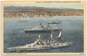 US Battleships at Anchor Long Beach California 1940
