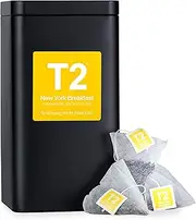 T2 Tea New York Breakfast Black Tea Bags in Tea Bag Caddy, 60-count