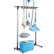 Broom Mop Holder Floor-Mounted mop Rack Cleaning Tool storage for laundry roo...