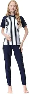 [WOWDECOR] Modest 2 Pieces Swimsuits for Women Girls, Muslim Swimming Costume Women Short Sleeve Surfing