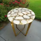 White Agate Geode Coffee Table Top, Agate Stone Center Table Top, Modern Outdoor