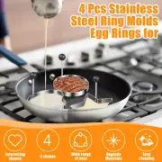 4Pcs Egg Ring Mold 304 Stainless Steel 4 Shapes Egg Rings Lightweight Egg AU